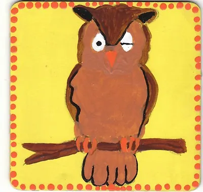 £0.99 • Buy Coaster 4  Hand Painted Owl