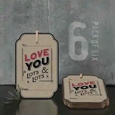 East Of India: 6 Pack Gift Tags - Love You Lots & Lots • £1.88