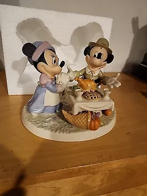 Lenox Disney Mickey And Minnie Mouse “A Day Of Thanksgiving” Figurine With Box.  • $125