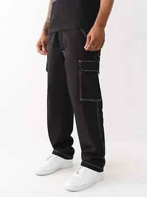 NWT True Religion Men’s Baggy Cargo Pants Jet Black 108335 Size 34 MSRP: $159 • $79.99