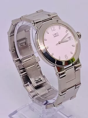 MOVADO Vizio S-Steel White Dial Men's Watch With Date Excellent Condition • $449