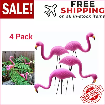 4 Pack Plastic Pink Flamingo Yard Outdoor Lawn Garden Decor Art Ornament Statue • $15.95