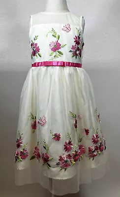 Jona Michelle Embroidered Floral Lace Tulle Tea Party Dance Easter Dress Sz 6 • $22