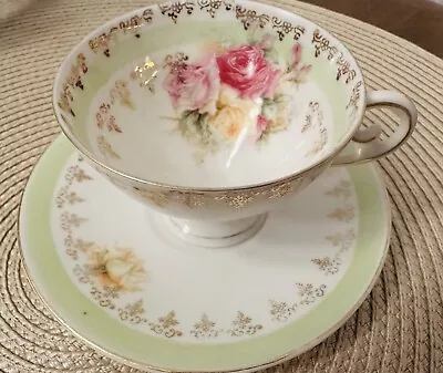 Vtg Bone China Mini Floral Tea Cup And Saucer Gold Trim • $10