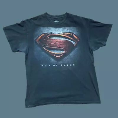 DC Comics Superman Man Of Steel Promo Movie Tee Black T-Shirt Men's Size Large • $16