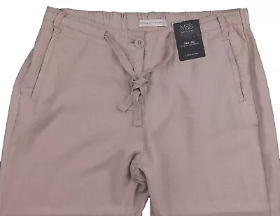 £16.99 • Buy M&S Womens Marks And Spencer Beige Peg Leg Linen Trousers Size 16 Regular LABEL