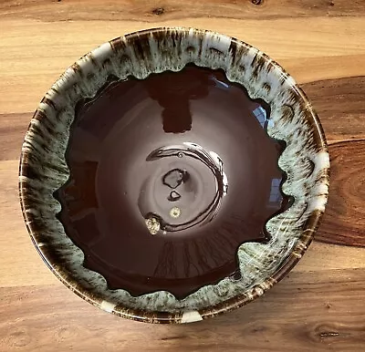 Vintage Canonsburg Pottery Ironstone Brown Drip Glaze 10” Bowl • $15