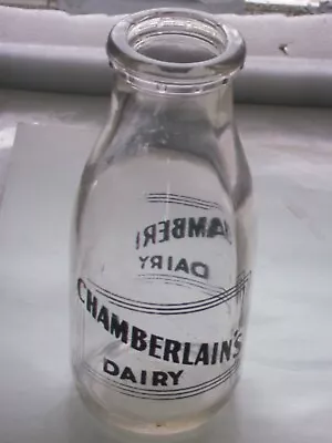 1 Pint Black Pyroglazed Chamberlain's Dairy Milk Bottle  Elmira New York • $17.30