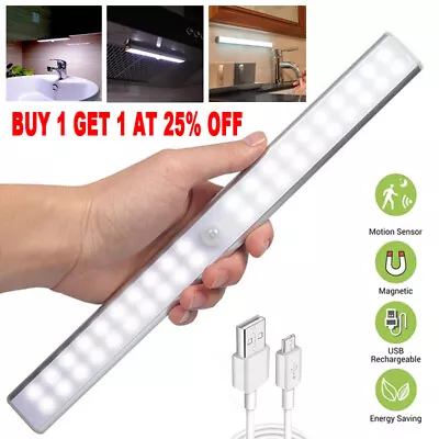 £0.99 • Buy PIR LED Motion Sensor Light Wireless USB Rechargeable Strip Cabinet Closet Lamps