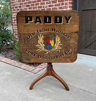 Antique Irish Table Whiskey Pub Table Rectangular Flip Top Table Oak IRELAND • $2700