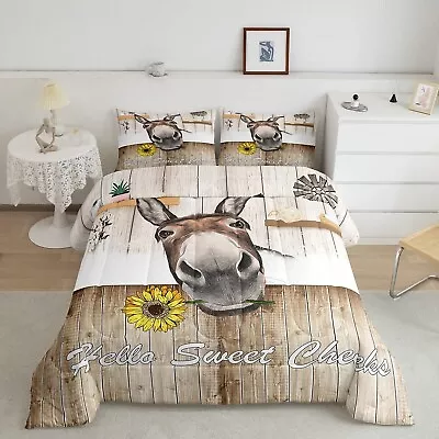 Manfei Cute Donkey Comforter Set Queen Size Farm Animal Theme Bedding Set 3p... • $98.78