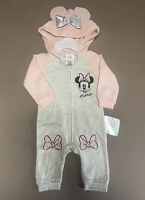 3-6 Mos Disney Baby Girls Minnie Mouse Long Sleeve 1 Piece Outfit New With Tags • $17.99