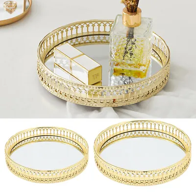 £11.94 • Buy Gold Mirror  Candle Plate Tray Jewellery Ornament Tray Holder Perfume Display