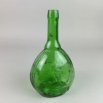 Vintage Jenny Lind Calabash Fislerville Glass Works Green Blown Historical Flask • $9.50