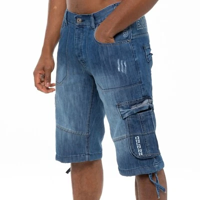 £20.99 • Buy Enzo Mens Shorts Cargo Pockets Combat Casual Knee Length Denim Half Pants