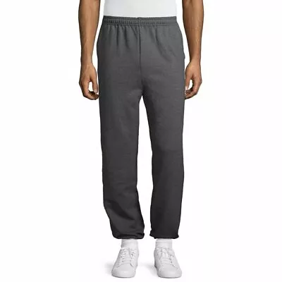 Mens Gildan Dk Heather Elastic Cuffs Sweatpants W/pockets Medium  28-38  Waist  • $18.50