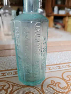 Rare Atwoods Jaundice Bitters Moses Atwood Georgetown Mass Blue Glass Bottle Vtg • $24