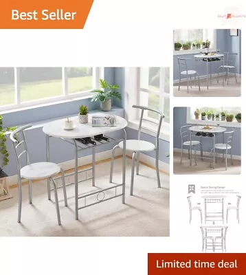 Chic 3-Piece Dining Set With Curved Design And Wine Rack - Effortless Assembly • $113.99