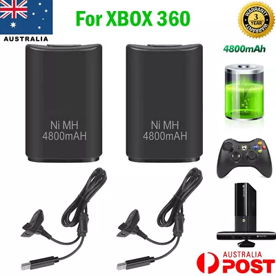 For XBOX 360 Wireless Controller Rechargeable Battery Packs + USB Charger Cable • $17.99