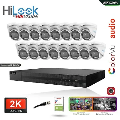 Hikvision Colorvu Audio 5mp Cctv System 4k Dvr 3k 2k Surveillance Uhd Camera Kit • £244.82