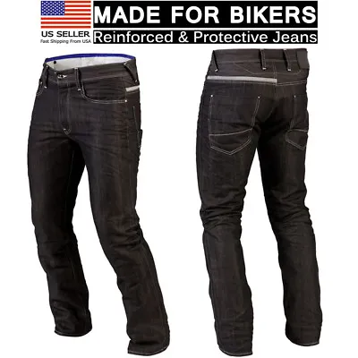 Mens Motorcycle Denim Jeans Black Biker Protective Lining Trouser Stylish Pants • $64.99