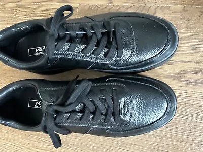 M&s Collection Men's Black Leather Lace Up Chunky Trainer Style Shoes Size Uk 8. • £24.99