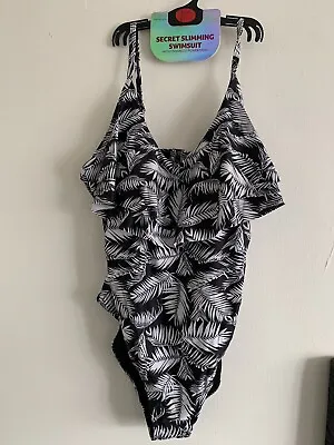  Primark Black & White Size 16 Secret Slimming Swimsuit Enhanced Power Mesh • £16.99