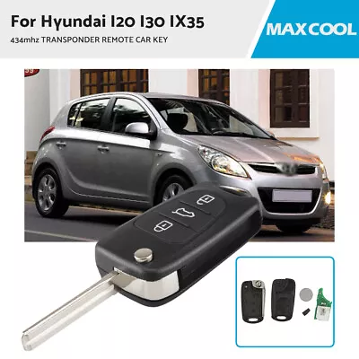 $18.59 • Buy For Hyundai I20 I30 IX35 Remote Flip Key Complete With Transponder 434mhz - ID46