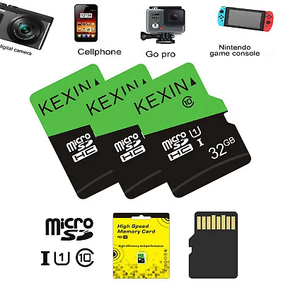 3Pack 32GB Micro SD TF Card SDHC Class 10 Flash Memory Card For Phone Camera • $11.99