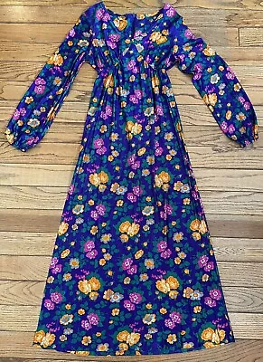 Vintage 70s Floral Maxi Dress Vintage Bishop Sleeve Maxi Dress Long Floral Dress • $65