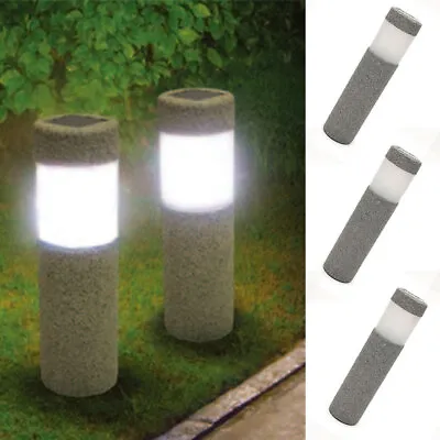 Stone Lawn Solar Pillar Power Garden LED Lights Courtyard Decoration • £11.28