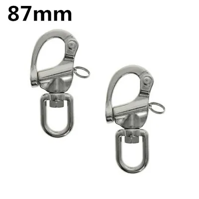 $20.99 • Buy 2pcs 87mm 316 STAINLESS STEEL SWIVEL SNAP SHACKLE - MARINE SAILING BOAT YACHT 