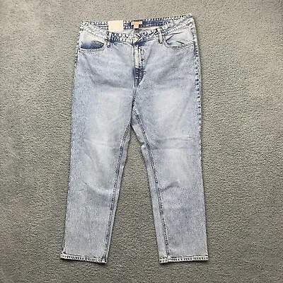 H & M Jeans Womens XL Straight Leg High Waist Acid Wash NWT • $34.95