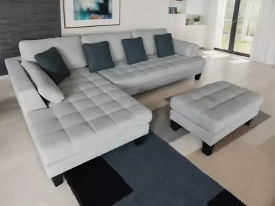 3-Piece Modern Grey Microfiber Sectional Sofa Set S168LG • $1295