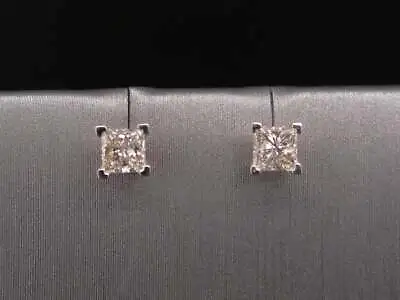 Princess Cut 2 CT Simulated Diamond Solitare Stud Earrings 14K White Gold Plated • $105.56