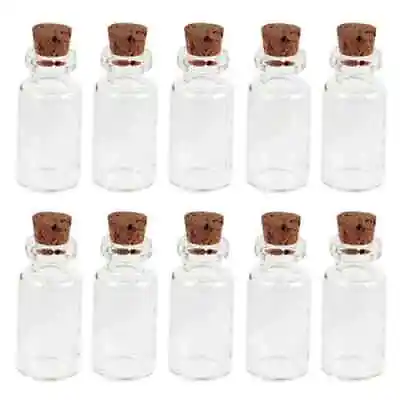 10 Mini Glass Vials - Round Shaped Wish Jars Small Glass Bottles • $7.99