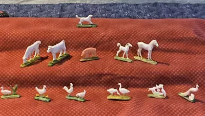 Vintage Lot Of Plastic Farm Animals & Family Made In Hong Kong ? 11 Pieces. • $10