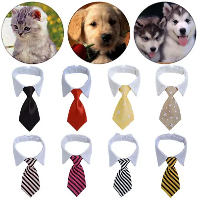 £2.87 • Buy Cute Dog Cat Striped Bow Tie Collar Pet Adjustable Neck Tie For Party Decors