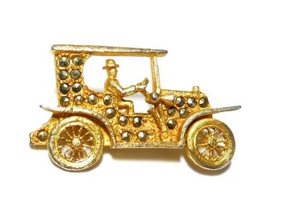 £1.99 • Buy VINTAGE Small Goldtone Marcasite Vintage 1920's Style Car BROOCH