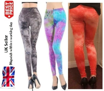 £4.45 • Buy NEW Tie Dye PRINTED WOMEN LADIES FULL LENGTH STRETCH PLAIN LEGGINGS SIZES SML
