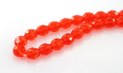 25 Orange Czech Glass Faceted Round Beads 10MM  • $3.49