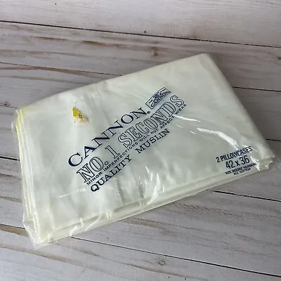 Vintage Cannon Quality Muslin Two Pillow Cases Size 42 X 36 White Linen • $12.99