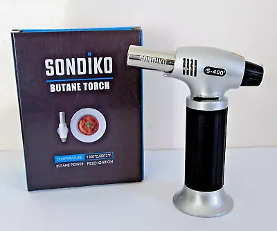 Sondiko Refillable Butane Torch S400 -  Safety Lock & Adjustable Flame - Nib • $20