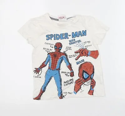 £5 • Buy Marvel Boys White 100% Cotton Basic T-Shirt Size 5-6 Years Crew Neck - Spiderman