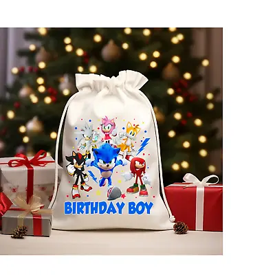 Handmade 8piece Sonic The Hedgehog Birthday Boy 5x7 Muslin Gift Bags Party Favor • $12.99