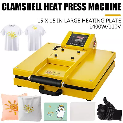 15 X15  DIY Digital Clamshell T-shirt Heat Press Machine Sublimation Transfer • $125.90