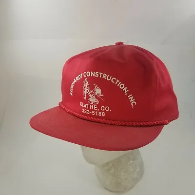 Vintage Hat Flatbill Cap Snapback Trucker Construction Olathe Colorado Red Retro • $17.99