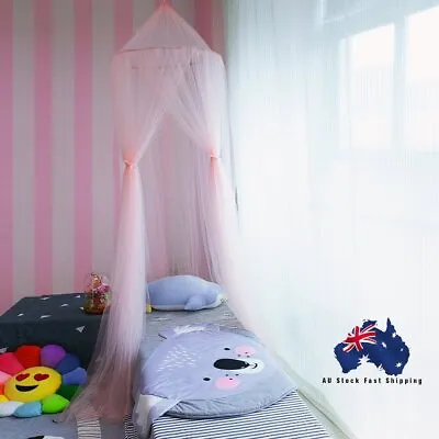 Baby Kids Bed Canopy Bedcover Mosquito Net Curtain Bedding Round Dome Tent Pink • $18.90