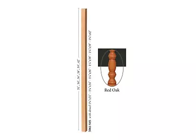 5061 Baluster Red Oak/Poplar Pre-finished DOWELED Spindles 1.25 X1.25  36-42  • £7.74