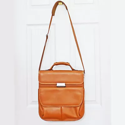 Hartmann Laptop Briefcase Belting Leather Vertical Shoulder Bag British Tan • $379.95